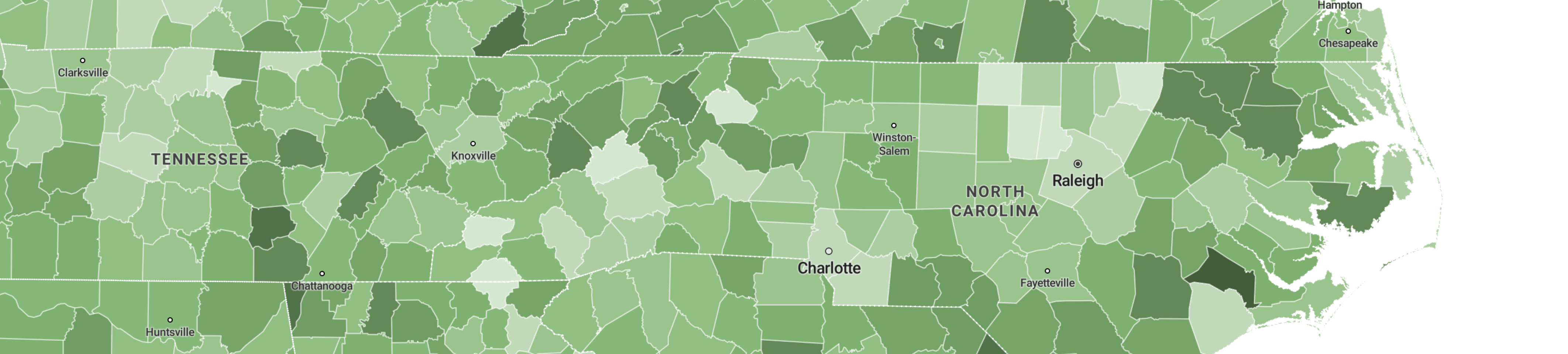 Shaded map of U.S. Health Data by county for Health Data 2016, Obese Persons (20 Years and over)