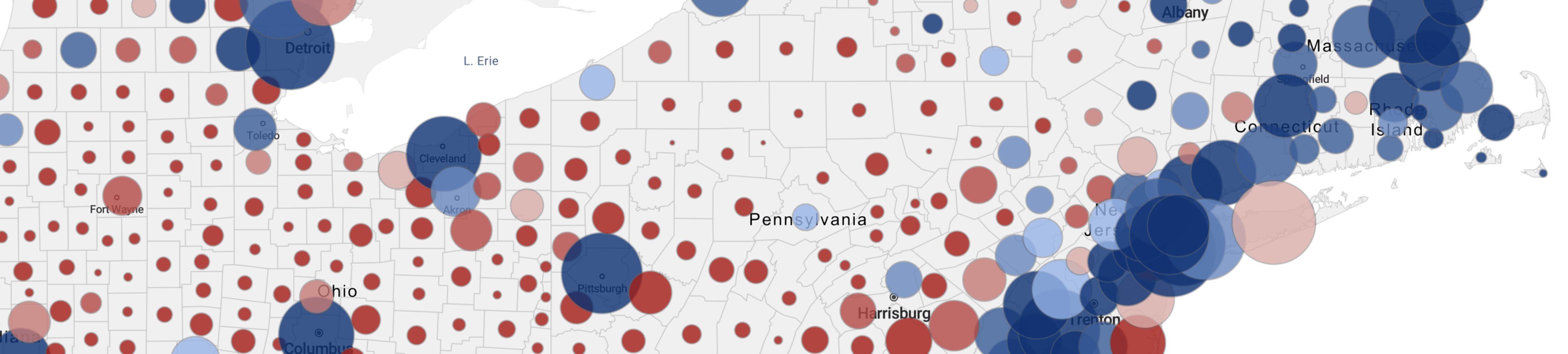 Bubble map od U.S Election data by state for U.S. Presidential election 2016, Total votes cast